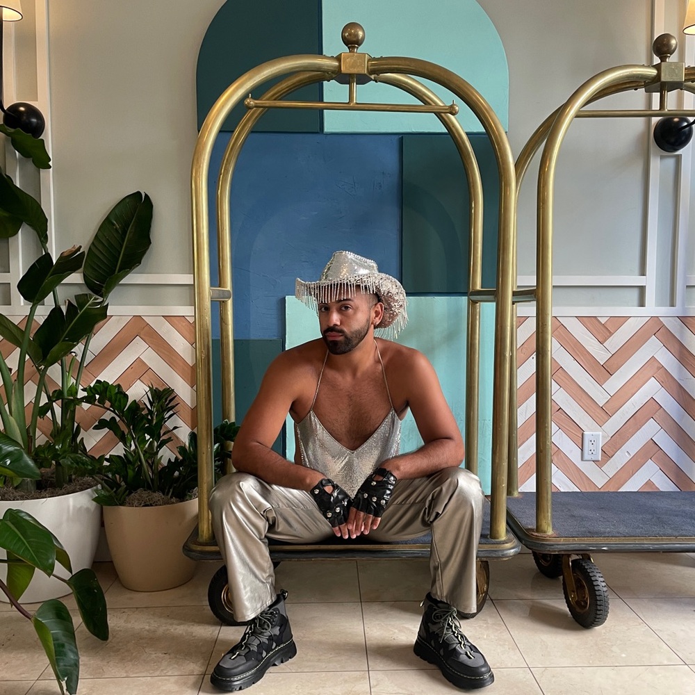 Metallic Baggy Cargo Pants